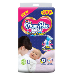 MamyPoko Pants Extra Absorb Diaper for Extra Absorption For New Born Pants34 